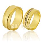 Alianças De Noivado e Casamento Em Ouro Amarelo 18k 0,750 Fa-823