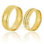 Alianças de Casamento em Ouro 18k com 16 diamantes de 0,012 pontos acabamento externo polido 