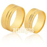 Par De Alianças De Ouro Amarelo 18k