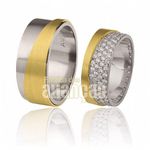 Aliança Em Ouro Branco 18k e Detalhes Em Brilhantes