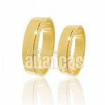 Par de Alianças de Ouro 18k com Friso Polido