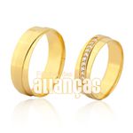 Alianças De Noivado e Casamento Em Ouro Amarelo 18k 0,750 Fa-953