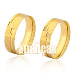 Alianças De Noivado e Casamento Em Ouro Amarelo 18k 0,750 Fa-958