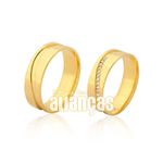 Alianças De Noivado e Casamento Em Ouro Amarelo 18k 0,750 Fa-952