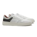 Sapato Sneaker Masculino em Couro Branco e Cinza