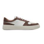 Sapato Sneaker Masculino em Couro Branco e Chumbo