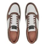 Sapato Sneaker Masculino em Couro Branco e Chumbo