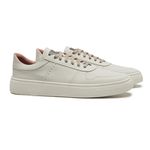 Sapato Sneaker Masculino em Couro Gelo e Oliva