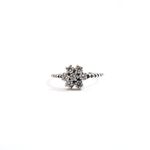 Anel De Prata 925 Estilo Flor Com Pétalas De Zircônia
