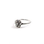 Anel De Prata 925 Estilo Flor Com Pétalas De Zircônia