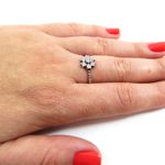 Anel De Prata 925 Estilo Flor Com Pétalas De Zircônia