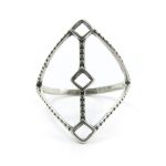 Anel Prata 925 Estilo Geométrico Triangular Vazado Fino