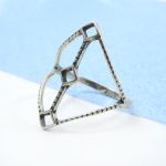 Anel Prata 925 Estilo Geométrico Triangular Vazado Fino