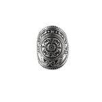 Anel Prata 925 Circular Estilo Indiano Mandala Detalhes em Flor