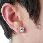 Brinco de prata 925 estilo gota com pedra zircônia