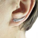 Brinco de Prata 925 Folha Estilo Ear Cuff 