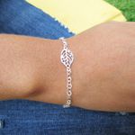 Pulseira De Prata 925 Feminina Com Folha