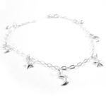 Pulseira de prata feminina com estrelas e luas