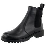 Bota Moscou Chelsea Couro Elástico Cano Baixo Preto