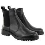 Bota Moscou Chelsea Couro Elástico Cano Baixo Preto