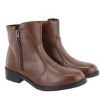 Bota Minimal Couro Cano Curto Detalhe Zíper Chocolate