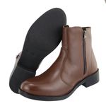 Bota Minimal Couro Cano Curto Detalhe Zíper Chocolate
