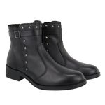 Bota Parker Couro Cano Curto Detalhe Metal Preto