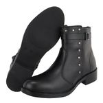 Bota Parker Couro Cano Curto Detalhe Metal Preto