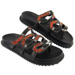 Papete Austrália Slide Strass Cobra Preto
