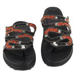 Papete Austrália Slide Strass Cobra Preto