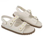 Papete Egito Ajuste Velcro Enfeite OffWhite