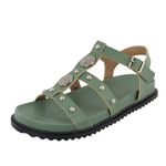 Papete Dubai Boho Ajuste Fivela Verde Militar