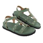 Papete Dubai Boho Ajuste Fivela Verde Militar