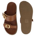 Papete Caribe Rasteira Fivela Dupla Caramelo