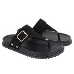 Papete Blu Rasteira Toe Camurça Preto