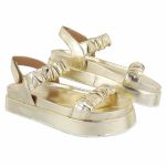 Flatform Bali Sola Alta Ajuste Franzido Dourado