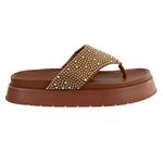 Flatform Roma Hotfix Prata Toe Caramelo