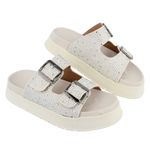 Flatform Bahamas Brilho Fivela Dupla OffWhite