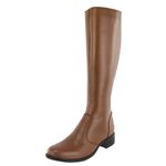 Bota Montaria Canela Couro Liso Zíper Conhaque