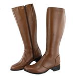 Bota Montaria Canela Couro Liso Zíper Conhaque
