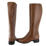 Bota Montaria Canela Couro Liso Zíper Conhaque