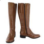 Bota Montaria Canela Couro Liso Zíper Conhaque