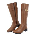 Bota Montaria Gramado Lisa Ziper Detalhe Conhaque 