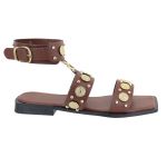 Rasteira Aura Flat Metais Dourado Boho Terra