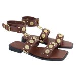 Rasteira Aura Flat Metais Dourado Boho Terra
