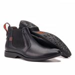 Botina em Couro Masculina Cromo Preto Acetinado Havana 