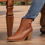 Bota Rimini Western Feminino Em Couro Whisky