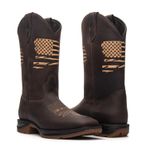 BOTA MASCULINA TEXANA COURO RÚSTICO CAFÉ CANO ALTO EUA