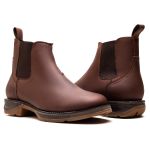 BOTA TEXANA MOD 04 ANATÔMICA COURO RÚSTICO TABACO BICO REDONDO