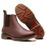 BOTA TEXANA MOD 04 ANATÔMICA COURO RÚSTICO TABACO BICO REDONDO